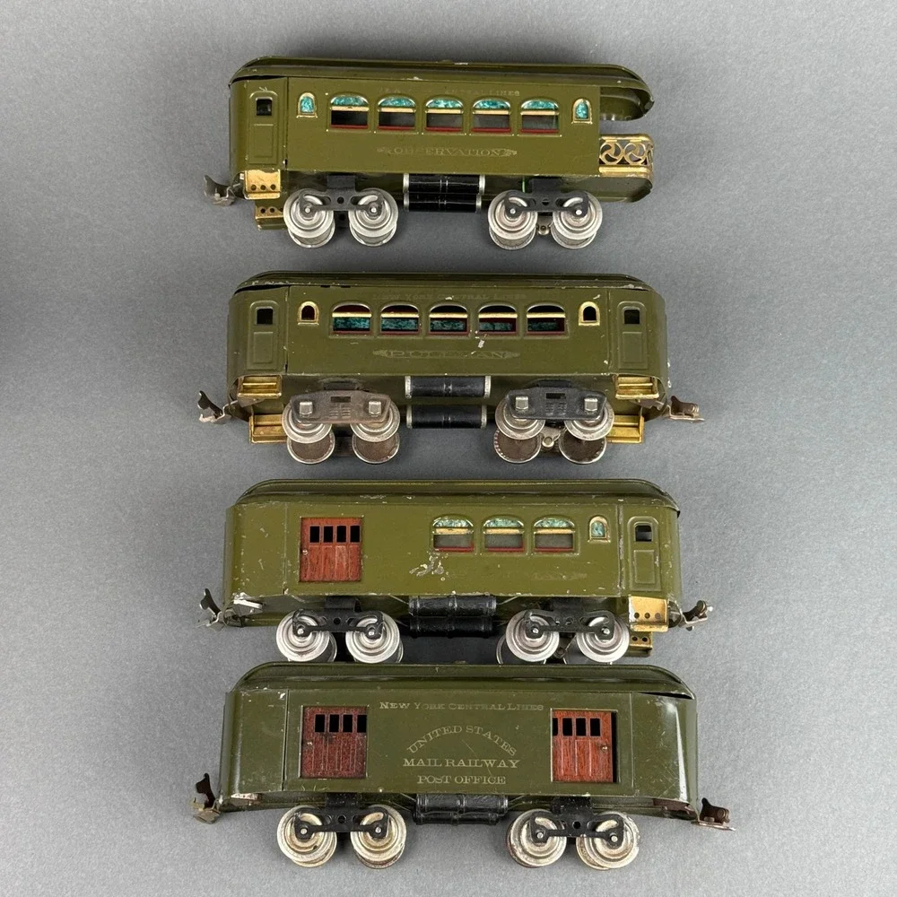 Lionel Prewar Standard Gauge Train Cars Set 33 34 35 36 Olive Green Vintage